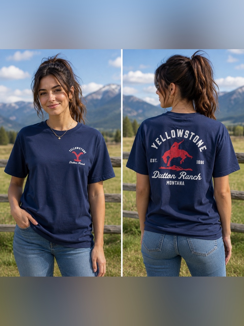 Yellowstone Dutton Ranch Short Sleeve Tee - Navy